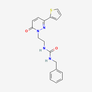 molecular formula C18H18N4O2S B6534771 1-benzyl-3-{2-[6-oxo-3-(thiophen-2-yl)-1,6-dihydropyridazin-1-yl]ethyl}urea CAS No. 1049264-40-5