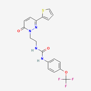 molecular formula C18H15F3N4O3S B6534779 3-{2-[6-oxo-3-(thiophen-2-yl)-1,6-dihydropyridazin-1-yl]ethyl}-1-[4-(trifluoromethoxy)phenyl]urea CAS No. 1049226-28-9