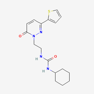 molecular formula C17H22N4O2S B6534783 1-cyclohexyl-3-{2-[6-oxo-3-(thiophen-2-yl)-1,6-dihydropyridazin-1-yl]ethyl}urea CAS No. 1021214-50-5