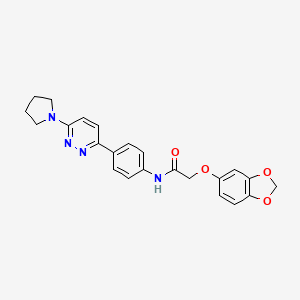 molecular formula C23H22N4O4 B6534867 2-(2H-1,3-benzodioxol-5-yloxy)-N-{4-[6-(pyrrolidin-1-yl)pyridazin-3-yl]phenyl}acetamide CAS No. 1049201-87-7