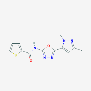 molecular formula C12H11N5O2S B6534883 N-[5-(1,3-dimethyl-1H-pyrazol-5-yl)-1,3,4-oxadiazol-2-yl]thiophene-2-carboxamide CAS No. 1170430-82-6