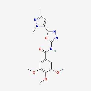 molecular formula C17H19N5O5 B6534902 N-[5-(1,3-dimethyl-1H-pyrazol-5-yl)-1,3,4-oxadiazol-2-yl]-3,4,5-trimethoxybenzamide CAS No. 1171474-28-4