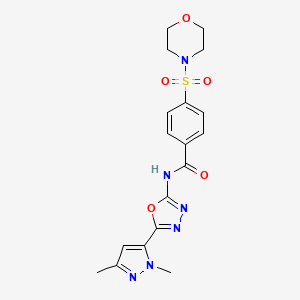 molecular formula C18H20N6O5S B6534910 N-[5-(1,3-dimethyl-1H-pyrazol-5-yl)-1,3,4-oxadiazol-2-yl]-4-(morpholine-4-sulfonyl)benzamide CAS No. 1172722-76-7