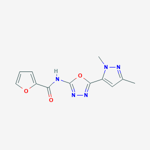 molecular formula C12H11N5O3 B6534931 N-[5-(1,3-dimethyl-1H-pyrazol-5-yl)-1,3,4-oxadiazol-2-yl]furan-2-carboxamide CAS No. 1171437-35-6