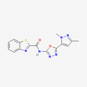 molecular formula C15H12N6O2S B6534939 N-[5-(1,3-dimethyl-1H-pyrazol-5-yl)-1,3,4-oxadiazol-2-yl]-1,3-benzothiazole-2-carboxamide CAS No. 1170465-27-6