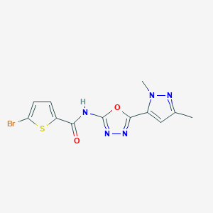molecular formula C12H10BrN5O2S B6534942 5-bromo-N-[5-(1,3-dimethyl-1H-pyrazol-5-yl)-1,3,4-oxadiazol-2-yl]thiophene-2-carboxamide CAS No. 1171689-87-4