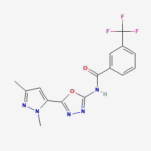 molecular formula C15H12F3N5O2 B6534951 N-[5-(1,3-dimethyl-1H-pyrazol-5-yl)-1,3,4-oxadiazol-2-yl]-3-(trifluoromethyl)benzamide CAS No. 1172496-49-9