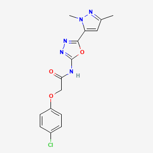 molecular formula C15H14ClN5O3 B6534961 2-(4-chlorophenoxy)-N-[5-(1,3-dimethyl-1H-pyrazol-5-yl)-1,3,4-oxadiazol-2-yl]acetamide CAS No. 1170063-38-3