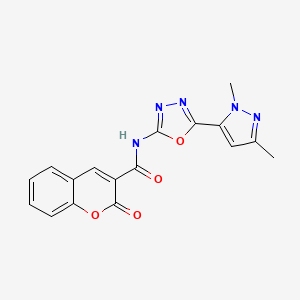 molecular formula C17H13N5O4 B6534975 N-[5-(1,3-dimethyl-1H-pyrazol-5-yl)-1,3,4-oxadiazol-2-yl]-2-oxo-2H-chromene-3-carboxamide CAS No. 1172569-19-5