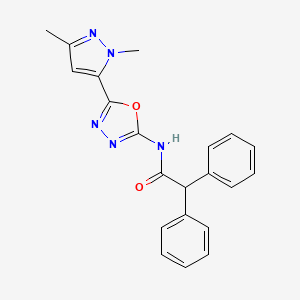 molecular formula C21H19N5O2 B6535001 N-[5-(1,3-dimethyl-1H-pyrazol-5-yl)-1,3,4-oxadiazol-2-yl]-2,2-diphenylacetamide CAS No. 1171226-57-5