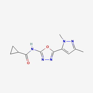molecular formula C11H13N5O2 B6535009 N-[5-(1,3-dimethyl-1H-pyrazol-5-yl)-1,3,4-oxadiazol-2-yl]cyclopropanecarboxamide CAS No. 1171067-04-1