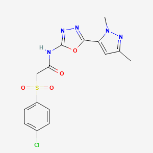 2-(4-chlorobenzenesulfonyl)-N-[5-(1,3-dimethyl-1H-pyrazol-5-yl)-1,3,4-oxadiazol-2-yl]acetamide