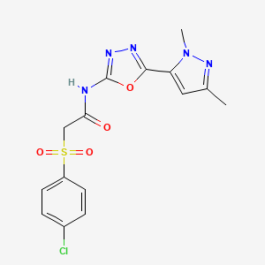 molecular formula C15H14ClN5O4S B6535031 2-(4-chlorobenzenesulfonyl)-N-[5-(1,3-dimethyl-1H-pyrazol-5-yl)-1,3,4-oxadiazol-2-yl]acetamide CAS No. 1172922-57-4