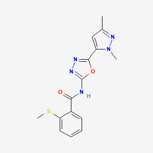 molecular formula C15H15N5O2S B6535036 N-[5-(1,3-dimethyl-1H-pyrazol-5-yl)-1,3,4-oxadiazol-2-yl]-2-(methylsulfanyl)benzamide CAS No. 1170182-74-7