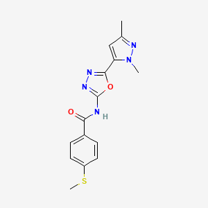 molecular formula C15H15N5O2S B6535044 N-[5-(1,3-dimethyl-1H-pyrazol-5-yl)-1,3,4-oxadiazol-2-yl]-4-(methylsulfanyl)benzamide CAS No. 1171686-82-0