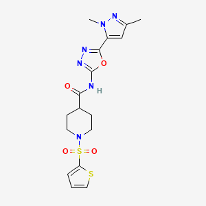 molecular formula C17H20N6O4S2 B6535046 N-[5-(1,3-dimethyl-1H-pyrazol-5-yl)-1,3,4-oxadiazol-2-yl]-1-(thiophene-2-sulfonyl)piperidine-4-carboxamide CAS No. 1170784-42-5