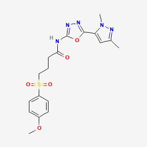 molecular formula C18H21N5O5S B6535057 N-[5-(1,3-dimethyl-1H-pyrazol-5-yl)-1,3,4-oxadiazol-2-yl]-4-(4-methoxybenzenesulfonyl)butanamide CAS No. 1171884-95-9