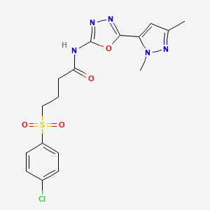 molecular formula C17H18ClN5O4S B6535064 4-(4-chlorobenzenesulfonyl)-N-[5-(1,3-dimethyl-1H-pyrazol-5-yl)-1,3,4-oxadiazol-2-yl]butanamide CAS No. 1171022-36-8