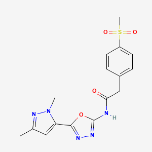 molecular formula C16H17N5O4S B6535069 N-[5-(1,3-dimethyl-1H-pyrazol-5-yl)-1,3,4-oxadiazol-2-yl]-2-(4-methanesulfonylphenyl)acetamide CAS No. 1172981-48-4