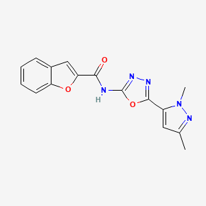 molecular formula C16H13N5O3 B6535082 N-[5-(1,3-dimethyl-1H-pyrazol-5-yl)-1,3,4-oxadiazol-2-yl]-1-benzofuran-2-carboxamide CAS No. 1171949-79-3