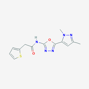 N-[5-(1,3-dimethyl-1H-pyrazol-5-yl)-1,3,4-oxadiazol-2-yl]-2-(thiophen-2-yl)acetamide