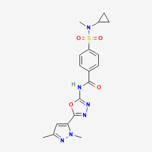 molecular formula C18H20N6O4S B6535092 4-[cyclopropyl(methyl)sulfamoyl]-N-[5-(1,3-dimethyl-1H-pyrazol-5-yl)-1,3,4-oxadiazol-2-yl]benzamide CAS No. 1172005-96-7