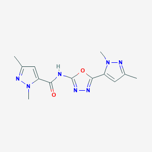 molecular formula C13H15N7O2 B6535124 N-[5-(1,3-dimethyl-1H-pyrazol-5-yl)-1,3,4-oxadiazol-2-yl]-1,3-dimethyl-1H-pyrazole-5-carboxamide CAS No. 1169978-34-0