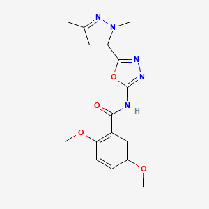 molecular formula C16H17N5O4 B6535134 N-[5-(1,3-dimethyl-1H-pyrazol-5-yl)-1,3,4-oxadiazol-2-yl]-2,5-dimethoxybenzamide CAS No. 1171600-69-3