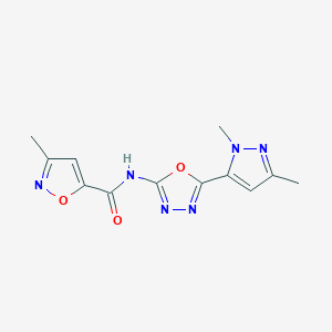 N-[5-(1,3-dimethyl-1H-pyrazol-5-yl)-1,3,4-oxadiazol-2-yl]-3-methyl-1,2-oxazole-5-carboxamide