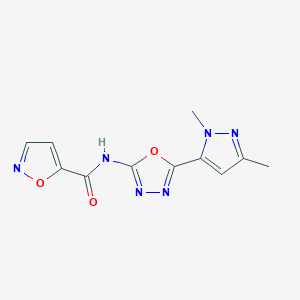 molecular formula C11H10N6O3 B6535143 N-[5-(1,3-dimethyl-1H-pyrazol-5-yl)-1,3,4-oxadiazol-2-yl]-1,2-oxazole-5-carboxamide CAS No. 1171481-34-7