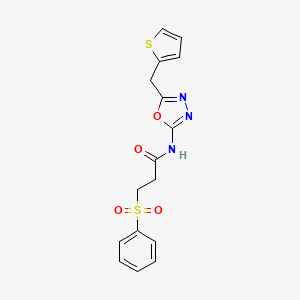 3-(benzenesulfonyl)-N-{5-[(thiophen-2-yl)methyl]-1,3,4-oxadiazol-2-yl}propanamide