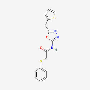 2-(phenylsulfanyl)-N-{5-[(thiophen-2-yl)methyl]-1,3,4-oxadiazol-2-yl}acetamide