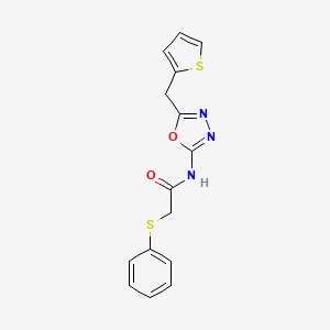 molecular formula C15H13N3O2S2 B6535164 2-(phenylsulfanyl)-N-{5-[(thiophen-2-yl)methyl]-1,3,4-oxadiazol-2-yl}acetamide CAS No. 1049174-75-5