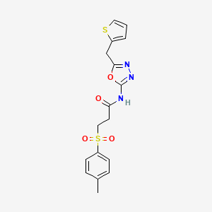 3-(4-methylbenzenesulfonyl)-N-{5-[(thiophen-2-yl)methyl]-1,3,4-oxadiazol-2-yl}propanamide
