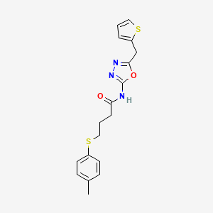 4-[(4-methylphenyl)sulfanyl]-N-{5-[(thiophen-2-yl)methyl]-1,3,4-oxadiazol-2-yl}butanamide