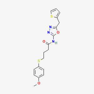 molecular formula C18H19N3O3S2 B6535180 4-[(4-methoxyphenyl)sulfanyl]-N-{5-[(thiophen-2-yl)methyl]-1,3,4-oxadiazol-2-yl}butanamide CAS No. 1021263-08-0