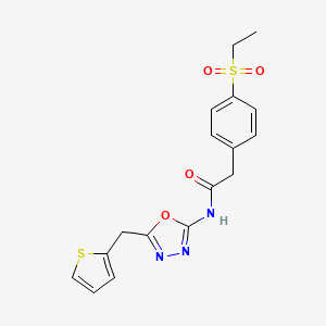 molecular formula C17H17N3O4S2 B6535188 2-[4-(ethanesulfonyl)phenyl]-N-{5-[(thiophen-2-yl)methyl]-1,3,4-oxadiazol-2-yl}acetamide CAS No. 1049263-11-7