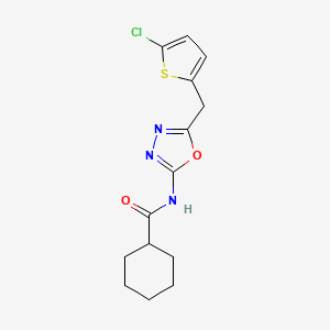N-{5-[(5-chlorothiophen-2-yl)methyl]-1,3,4-oxadiazol-2-yl}cyclohexanecarboxamide