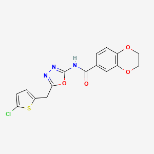 molecular formula C16H12ClN3O4S B6535210 N-{5-[(5-chlorothiophen-2-yl)methyl]-1,3,4-oxadiazol-2-yl}-2,3-dihydro-1,4-benzodioxine-6-carboxamide CAS No. 1021225-12-6