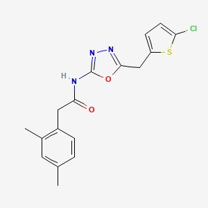 N-{5-[(5-chlorothiophen-2-yl)methyl]-1,3,4-oxadiazol-2-yl}-2-(2,4-dimethylphenyl)acetamide