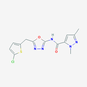 molecular formula C13H12ClN5O2S B6535237 N-{5-[(5-chlorothiophen-2-yl)methyl]-1,3,4-oxadiazol-2-yl}-1,3-dimethyl-1H-pyrazole-5-carboxamide CAS No. 1170487-69-0
