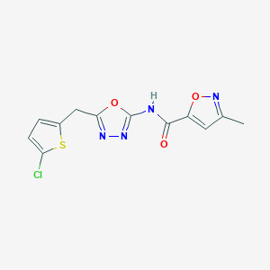 molecular formula C12H9ClN4O3S B6535238 N-{5-[(5-chlorothiophen-2-yl)methyl]-1,3,4-oxadiazol-2-yl}-3-methyl-1,2-oxazole-5-carboxamide CAS No. 1040638-16-1