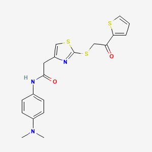 molecular formula C19H19N3O2S3 B6535250 N-[4-(dimethylamino)phenyl]-2-(2-{[2-oxo-2-(thiophen-2-yl)ethyl]sulfanyl}-1,3-thiazol-4-yl)acetamide CAS No. 1021226-74-3