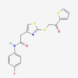 molecular formula C17H13FN2O2S3 B6535252 N-(4-fluorophenyl)-2-(2-{[2-oxo-2-(thiophen-2-yl)ethyl]sulfanyl}-1,3-thiazol-4-yl)acetamide CAS No. 1021253-83-7
