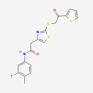 N-(3-fluoro-4-methylphenyl)-2-(2-{[2-oxo-2-(thiophen-2-yl)ethyl]sulfanyl}-1,3-thiazol-4-yl)acetamide