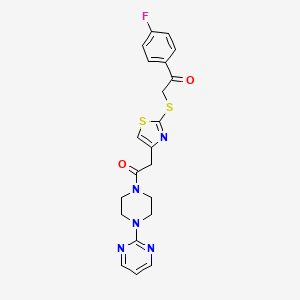molecular formula C21H20FN5O2S2 B6535274 1-(4-fluorophenyl)-2-[(4-{2-oxo-2-[4-(pyrimidin-2-yl)piperazin-1-yl]ethyl}-1,3-thiazol-2-yl)sulfanyl]ethan-1-one CAS No. 1049282-73-6