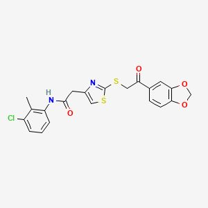 molecular formula C21H17ClN2O4S2 B6535295 2-(2-{[2-(2H-1,3-benzodioxol-5-yl)-2-oxoethyl]sulfanyl}-1,3-thiazol-4-yl)-N-(3-chloro-2-methylphenyl)acetamide CAS No. 1049236-29-4