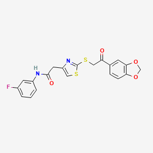 molecular formula C20H15FN2O4S2 B6535299 2-(2-{[2-(2H-1,3-benzodioxol-5-yl)-2-oxoethyl]sulfanyl}-1,3-thiazol-4-yl)-N-(3-fluorophenyl)acetamide CAS No. 1021227-66-6