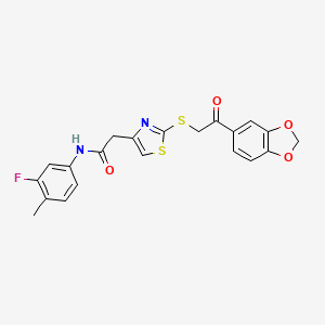 molecular formula C21H17FN2O4S2 B6535305 2-(2-{[2-(2H-1,3-benzodioxol-5-yl)-2-oxoethyl]sulfanyl}-1,3-thiazol-4-yl)-N-(3-fluoro-4-methylphenyl)acetamide CAS No. 1040639-15-3