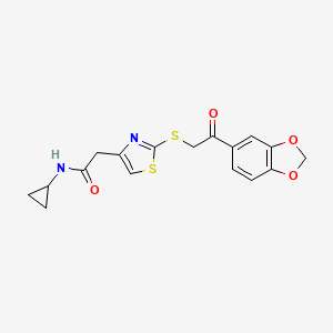molecular formula C17H16N2O4S2 B6535314 2-(2-{[2-(2H-1,3-benzodioxol-5-yl)-2-oxoethyl]sulfanyl}-1,3-thiazol-4-yl)-N-cyclopropylacetamide CAS No. 1049202-38-1